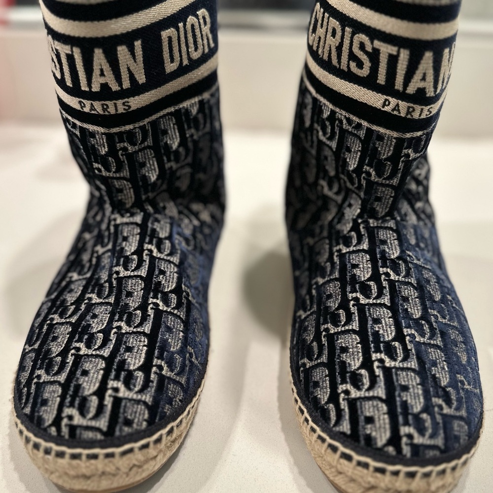 Dior Granville Velvet Oblique in Deep Blue Espadrille Boots